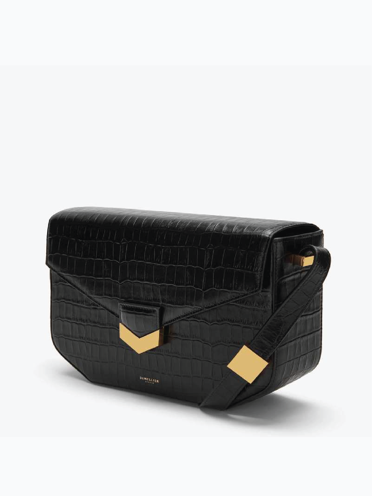 Sac à main effet croco noir, Demellier