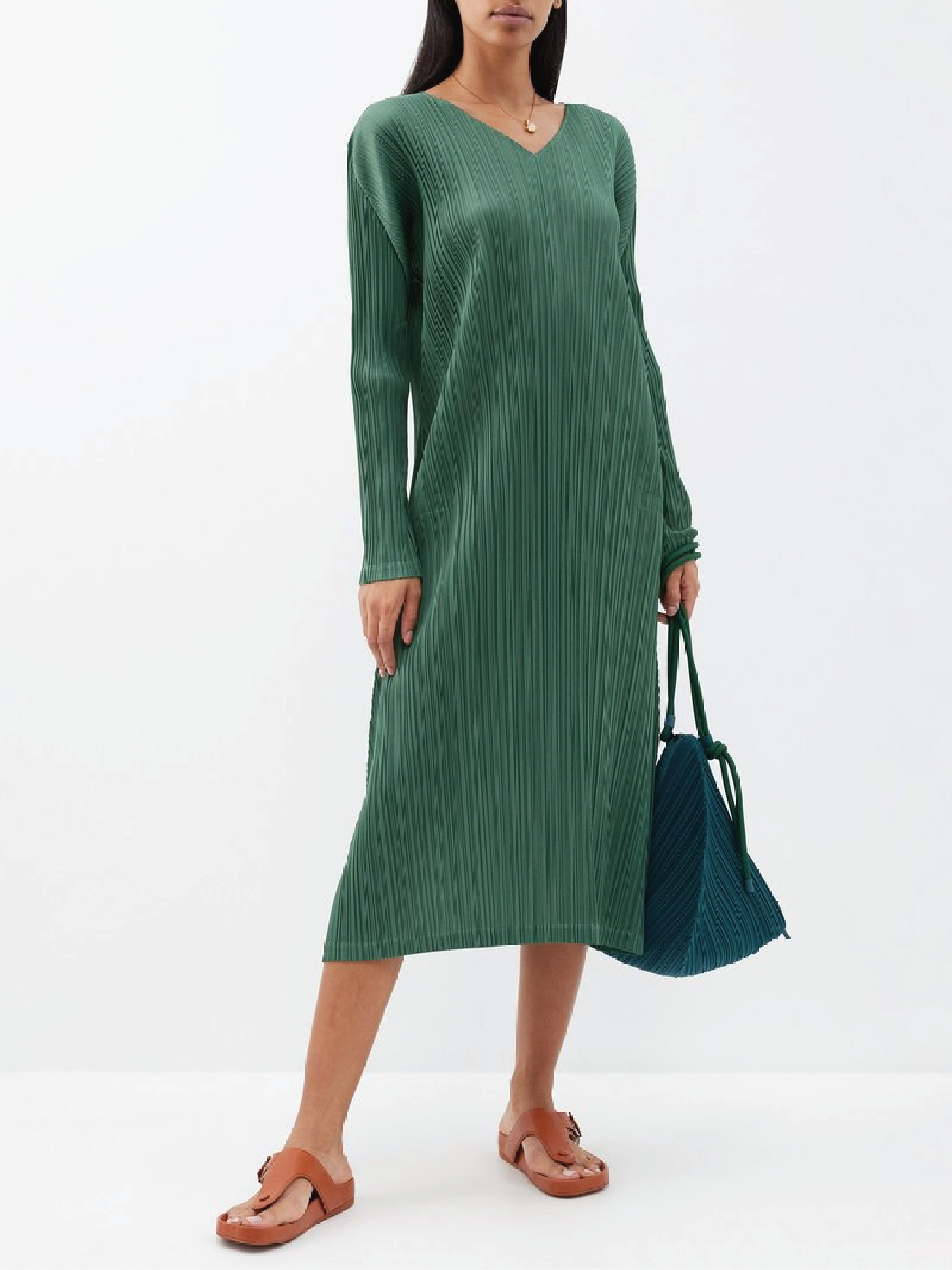 Mini robe plissée avec col V Issey Miyake
