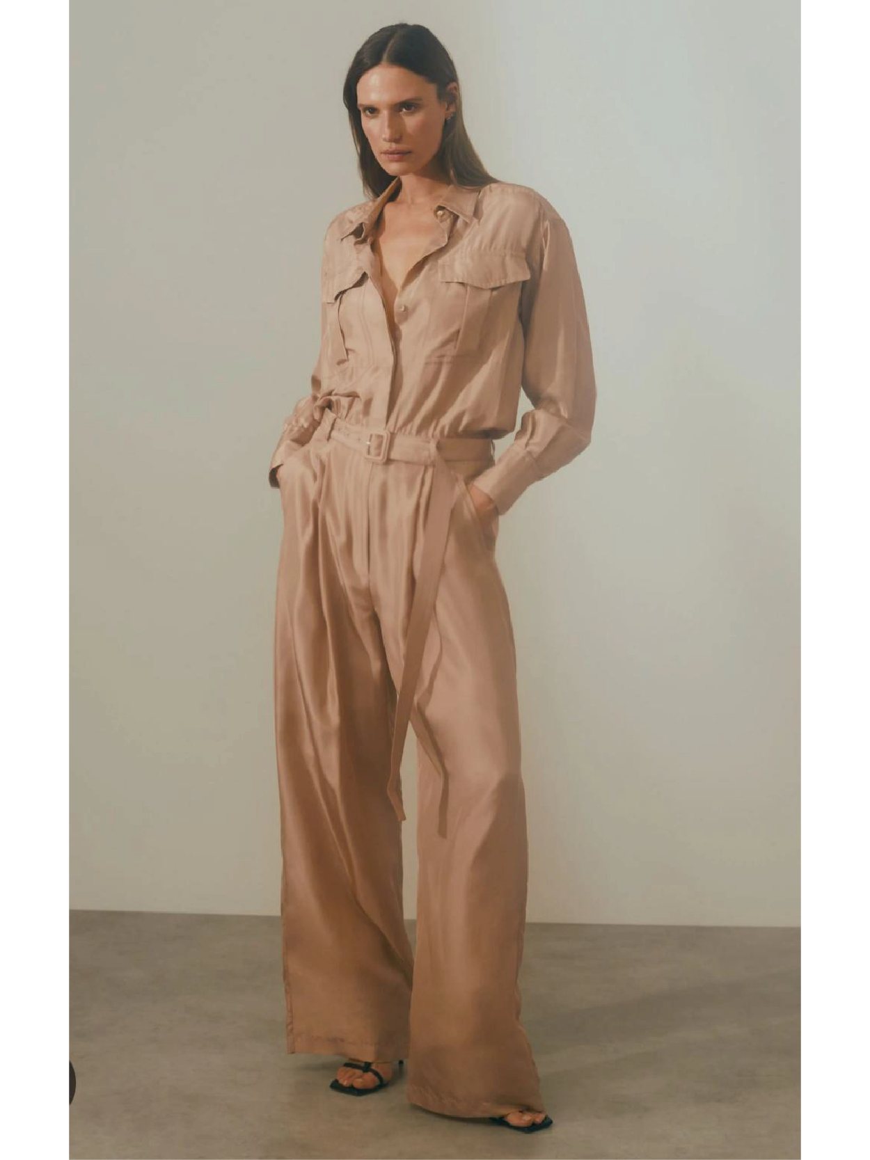 Combinaison Ceinturée Large Camel Lorenza de Reiss